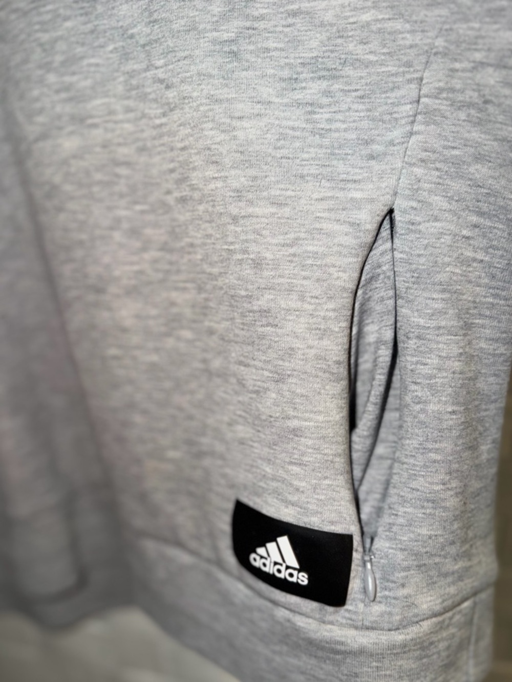 Womens Adidas Crewneck Cropped Lg Grey Sweatshirt w/ white signature stripes ln - Picture 9 of 9